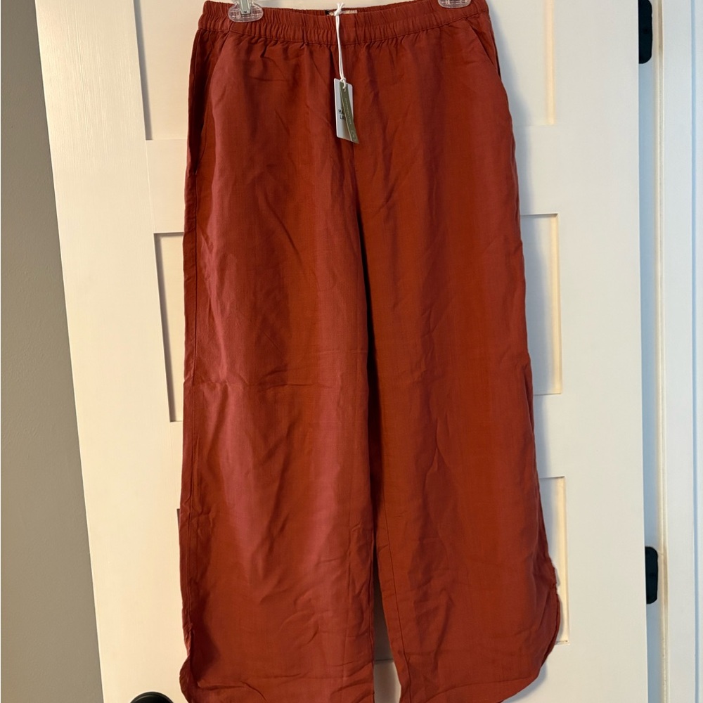 Marine Layer Tencel Wide Leg Allison Pant in Henna